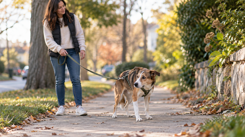 dog stops walking